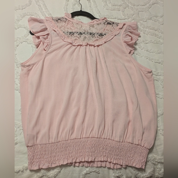 No Boundaries Light Pink Ruffle Lace Blouse - Picture 3 of 5